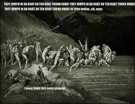 they jumpd in da boat an teh boat turnd ovar