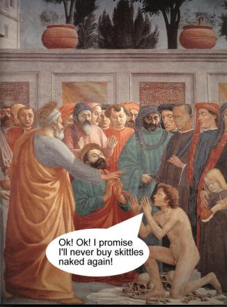 Naked Men Shop for Skittles