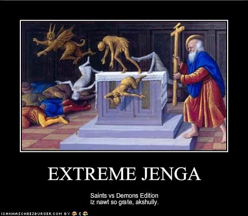 Extreme Jenga Saints vs Demons Edition